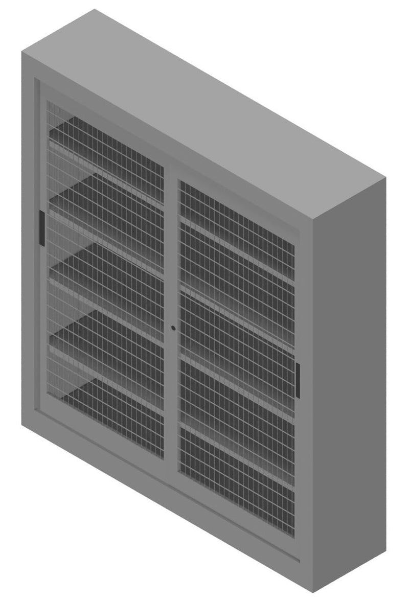 Armadio libreria da ufficio a piani con ante scorrevoli a rete cm. 180x45x200H