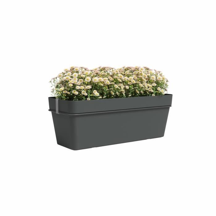 ARTEVASI - Kit fioriera da balcone capri re 50cm v2 antracite 50,2 x 28,5 x h20 cm - 1,45l