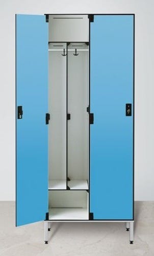 Armadio in laminato stratificato HPL con tramezza sporco/pulito a 2 posti cm. 80x50x200h