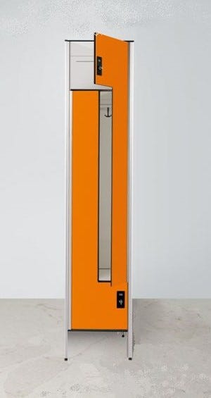Armadio spogliatoio in laminato stratificato HPL sovrapposto a 2 posti con ante apertura a "L" cm. 40x50x200h