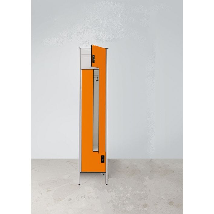 Armadio spogliatoio in laminato stratificato HPL sovrapposto a 2 posti con ante apertura a "L" cm. 40x50x200h