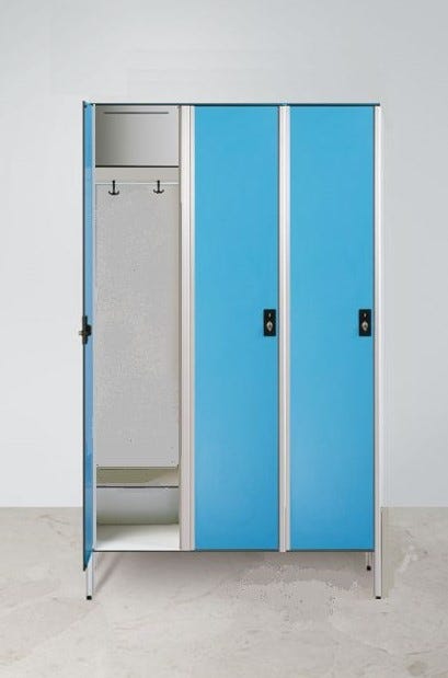 Armadio spogliatoio in laminato stratificato HPL a 3 posti certificato per uso alimentare cm. 120x50x200h