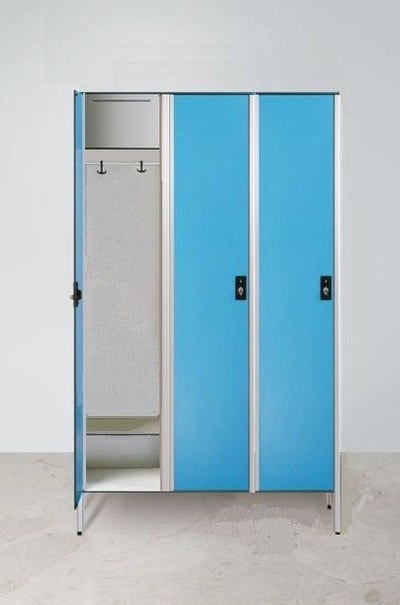 Armadio spogliatoio in laminato stratificato HPL a 3 posti certificato per uso alimentare cm. 120x50x200h