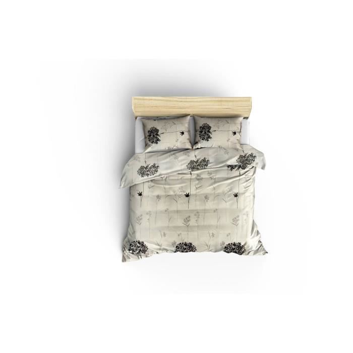 Completo letto - 1 copripiumino 220 x 240 cm + 2 federe 60 x 60 cm - 65% cotone, 35% poliestere - Beige