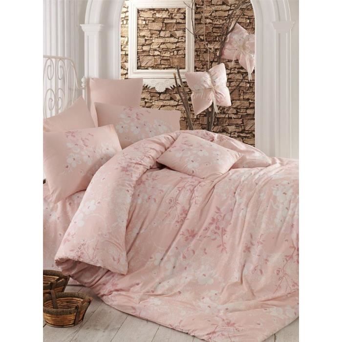 Completo letto - 1 copripiumino 220 x 240 cm + 2 federe 60 x 60 cm - 100% cotone rinforzato - Rosa