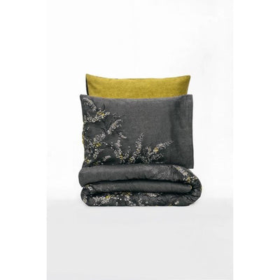 Completo letto - 1 copripiumino 220 x 240 cm + 2 federe 60 x 60 cm - 100% raso di cotone - Antracite