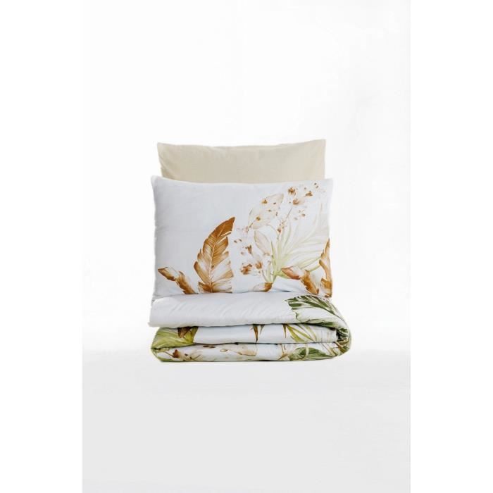 Completo letto - 1 copripiumino 220 x 240 cm + 2 federe 60 x 60 cm - 100% raso di cotone - Beige