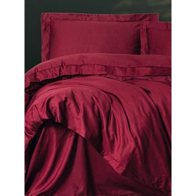 Completo letto - 1 copripiumino 220 x 240 cm + 2 federe 60 x 60 cm - 100% raso di cotone - Rosso