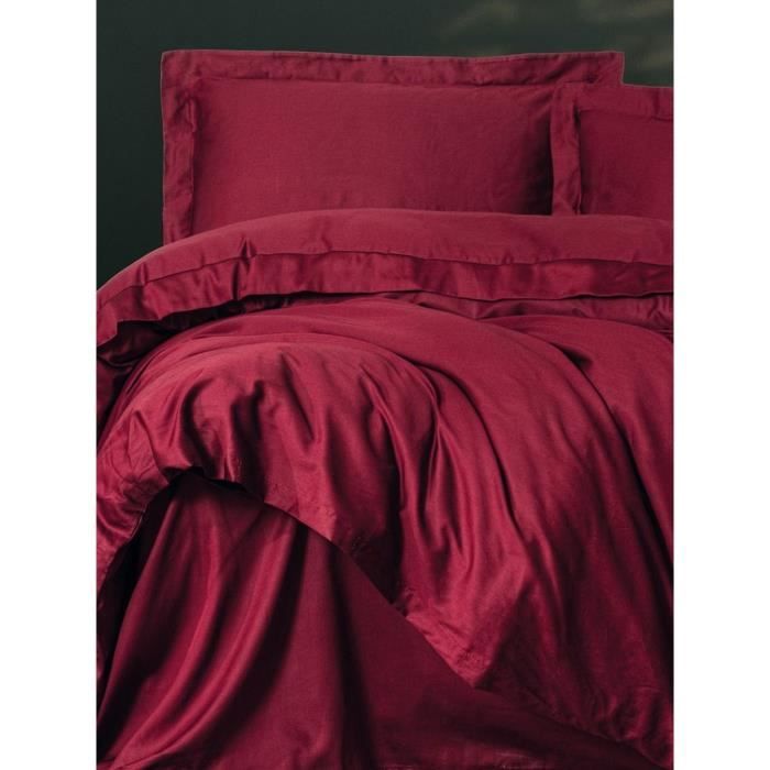 Completo letto - 1 copripiumino 220 x 240 cm + 2 federe 60 x 60 cm - 100% raso di cotone - Rosso