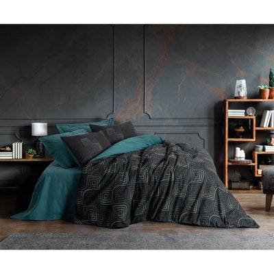 Completo letto - 1 copripiumino 220 x 240 cm + 2 federe 60 x 60 cm - 100% cotone - Blu