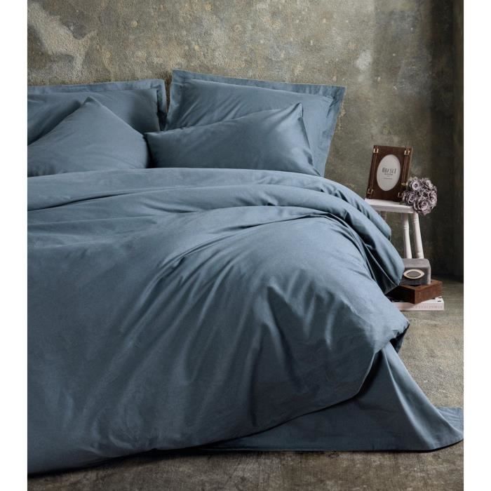 Completo letto - 1 copripiumino 220 x 240 cm + 2 federe 60 x 60 cm - 100% cotone - Antracite