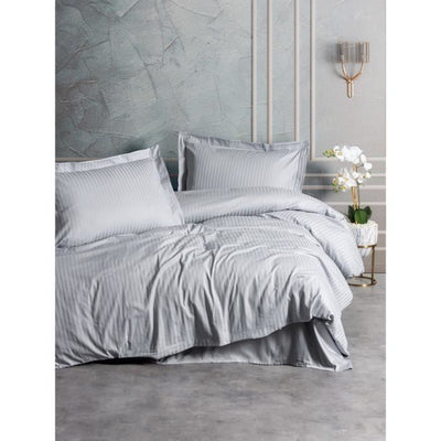 Completo letto - 1 copripiumino 220 x 240 cm + 2 federe 60 x 60 cm - 100% raso di cotone - Grigio