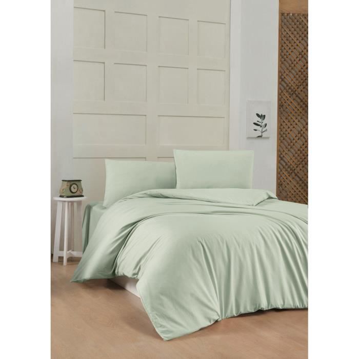 Completo letto - 1 copripiumino 220 x 240 cm + 2 federe 60 x 60 cm - 100% cotone rinforzato - Verde