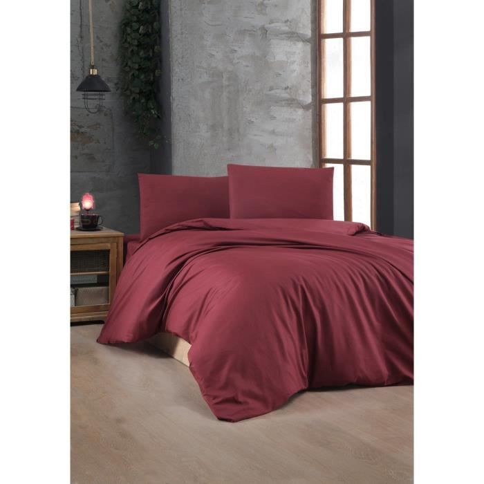Completo letto - 1 copripiumino 220 x 240 cm + 2 federe 60 x 60 cm - 100% cotone rinforzato - Rosso