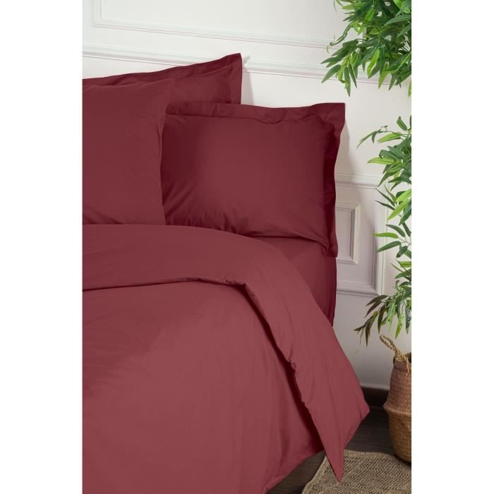 Completo letto - 1 copripiumino 220 x 240 cm + 2 federe 60 x 60 cm - 100% cotone rinforzato - Rosso
