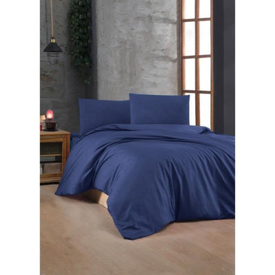 Completo letto - 1 copripiumino 220 x 240 cm + 2 federe 60 x 60 cm - 100% cotone rinforzato - Blu