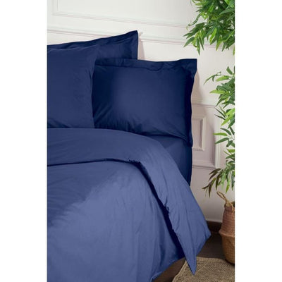 Completo letto - 1 copripiumino 220 x 240 cm + 2 federe 60 x 60 cm - 100% cotone rinforzato - Blu