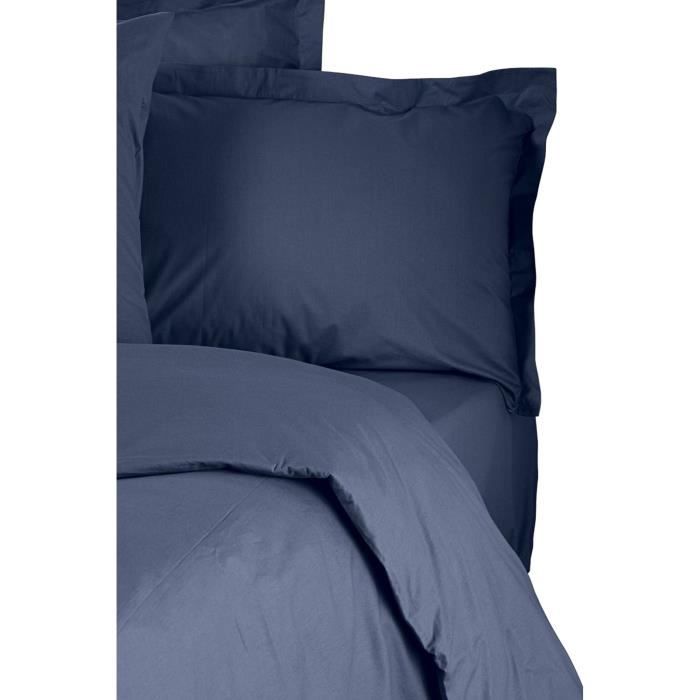Completo letto - 1 copripiumino 220 x 240 cm + 2 federe 60 x 60 cm - 100% cotone rinforzato - Blu