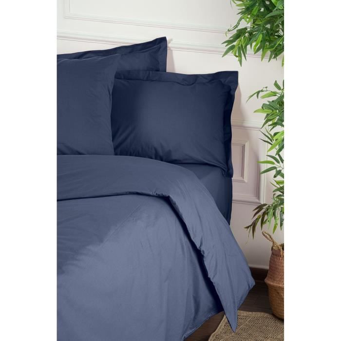 Completo letto - 1 copripiumino 220 x 240 cm + 2 federe 60 x 60 cm - 100% cotone rinforzato - Blu
