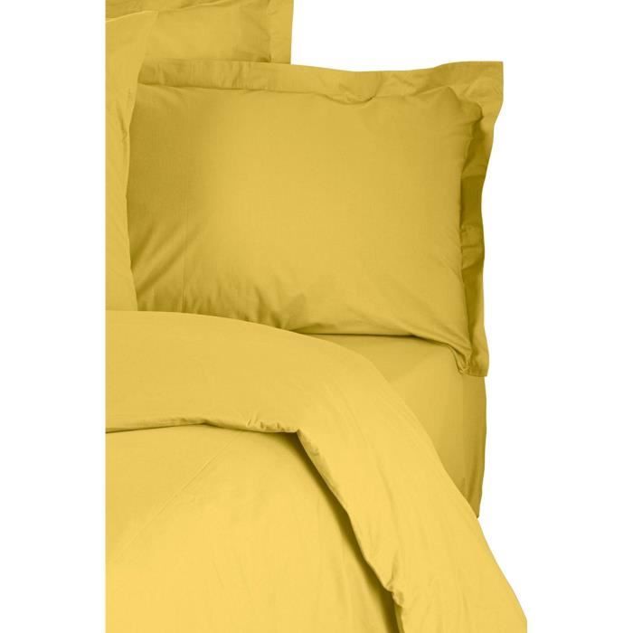 Completo letto - 1 copripiumino 220 x 240 cm + 2 federe 60 x 60 cm - 100% cotone rinforzato - Giallo