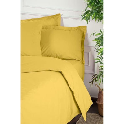 Completo letto - 1 copripiumino 220 x 240 cm + 2 federe 60 x 60 cm - 100% cotone rinforzato - Giallo
