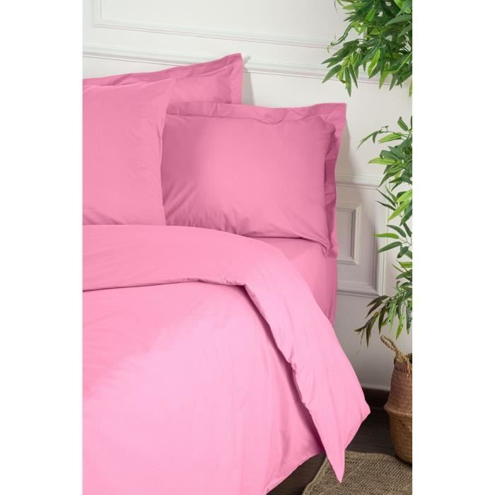 Completo letto - 1 copripiumino 220 x 240 cm + 2 federe 60 x 60 cm - 100% cotone rinforzato - Rosa