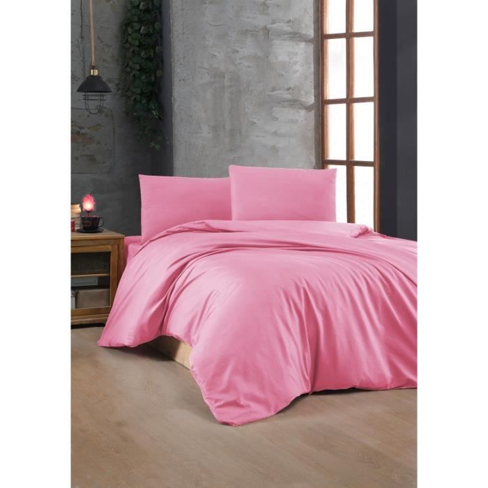 Completo letto - 1 copripiumino 220 x 240 cm + 2 federe 60 x 60 cm - 100% cotone rinforzato - Rosa