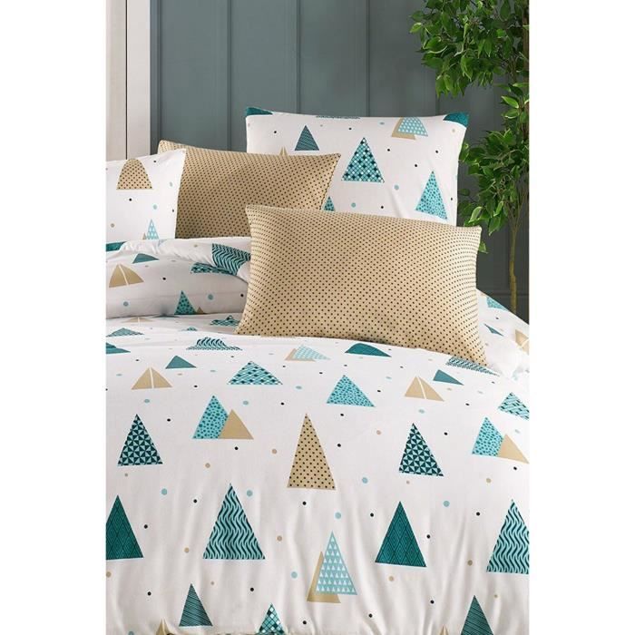 Completo letto - 1 copripiumino 220 x 240 cm + 2 federe 60 x 60 cm - 65% cotone, 35% poliestere - Bianco