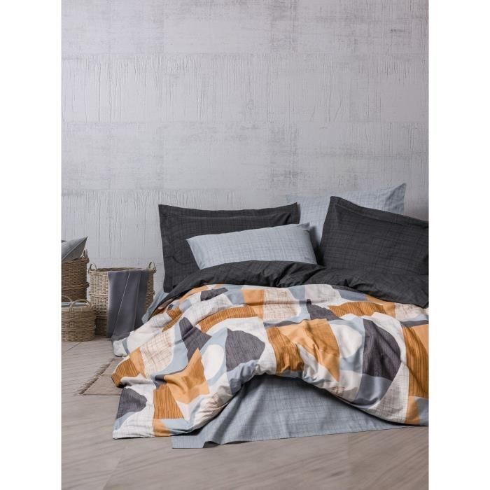 Completo letto - 1 copripiumino 220 x 240 cm + 2 federe 60 x 60 cm - 100% cotone - Grigio
