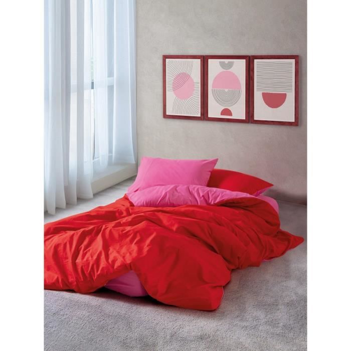 Completo letto - 1 copripiumino 220 x 240 cm + 2 federe 60 x 60 cm - 100% cotone - Rosso
