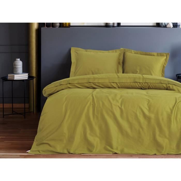 Completo letto - 1 copripiumino 220 x 240 cm + 2 federe 60 x 60 cm - 100% raso di cotone - Verde