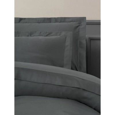 Completo letto - 1 copripiumino 220 x 240 cm + 2 federe 60 x 60 cm - 100% raso di cotone - Antracite