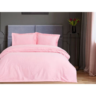 Completo letto - 1 copripiumino 220 x 240 cm + 2 federe 60 x 60 cm - 100% raso di cotone - Rosa