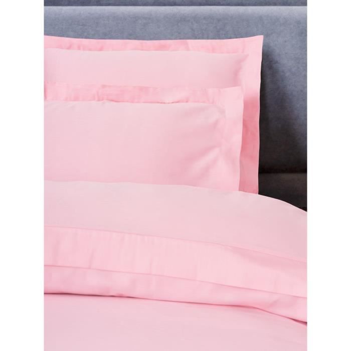 Completo letto - 1 copripiumino 220 x 240 cm + 2 federe 60 x 60 cm - 100% raso di cotone - Rosa