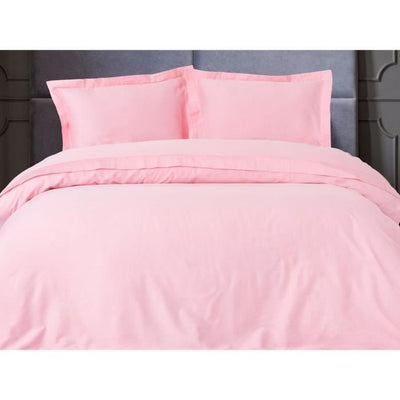 Completo letto - 1 copripiumino 220 x 240 cm + 2 federe 60 x 60 cm - 100% raso di cotone - Rosa