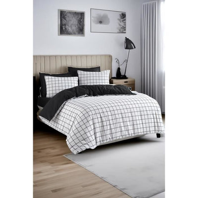 Completo letto - 1 copripiumino 220 x 240 cm + 2 federe 60 x 60 cm - 65% cotone, 35% poliestere - Bianco