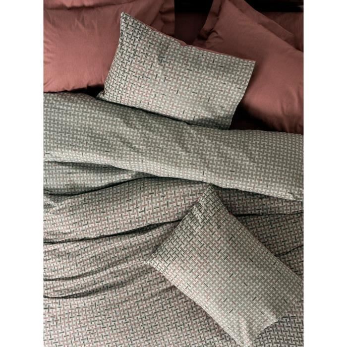 Completo letto - 1 copripiumino 220 x 240 cm + 2 federe 60 x 60 cm - 100% cotone - Rosso