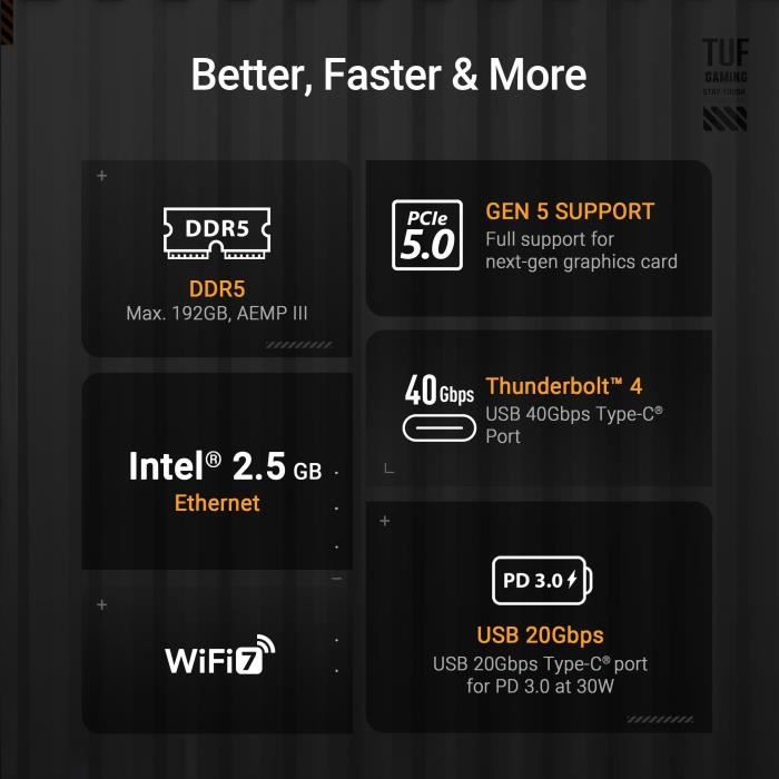 Scheda madre - ASUS - TUF GAMING Z890-PRO WIFI - Presa LGA1851 - DDR5 - Wi-Fi integrato