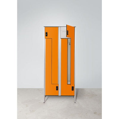 Armadio spogliatoio in laminato stratificato HPL sovrapposto a 4 posti con ante apertura a "L" cm. 80x50x200h