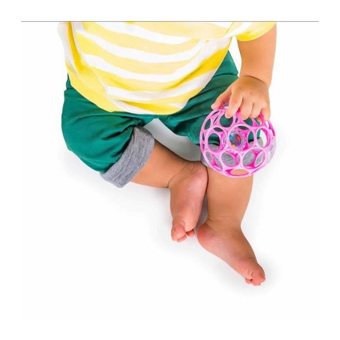 BRIGHT STARS Oball Sonaglio Facile da Impugnare Giocattolo per Neonati Senza BPA in Rosa, per Neonati +