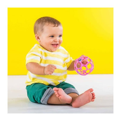 BRIGHT STARS Oball Sonaglio Facile da Impugnare Giocattolo per Neonati Senza BPA in Rosa, per Neonati +