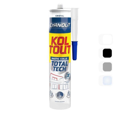 Adesivo di fissaggio e sigillatura - CYANOLIT - Total tech - Crystal - Cartuccia da 290 ml - Trasparente - Multimateriale e flessibile