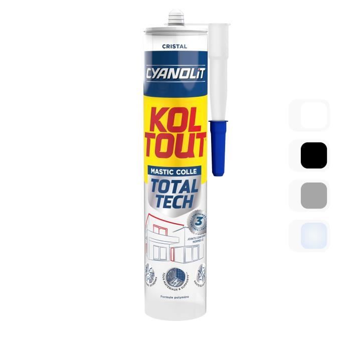 Adesivo di fissaggio e sigillatura - CYANOLIT - Total tech - Crystal - Cartuccia da 290 ml - Trasparente - Multimateriale e flessibile