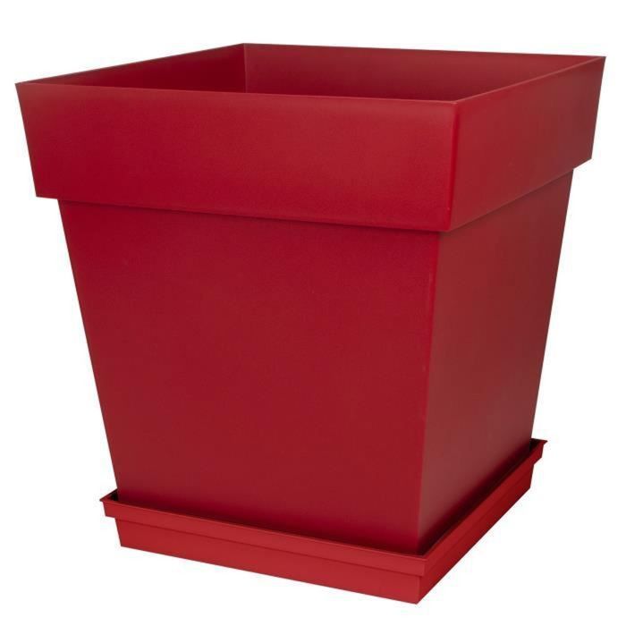 Sottovaso quadrato EDA Tuscany - 40 cm - Rosso