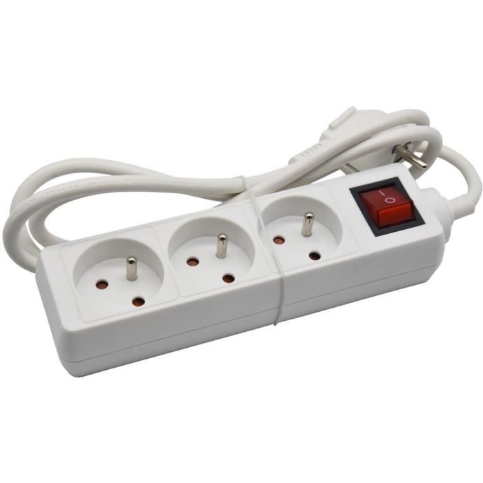 Unità domestica - GAO - 3 prese 2P+T - Con interruttore, conforme NF