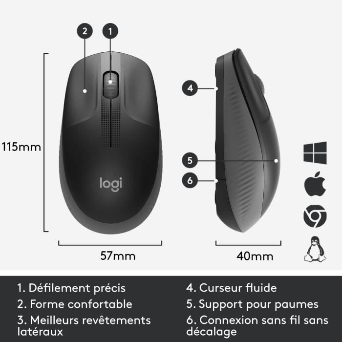 LOGITECH - Mouse wireless M190 nero