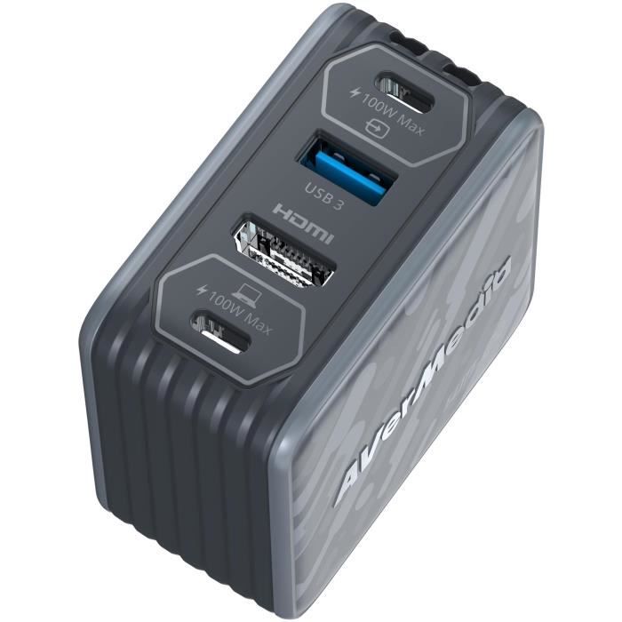 Caricabatterie GaN - AVERMEDIA - 100W con acquisizione video FHD GC313Pro Nero
