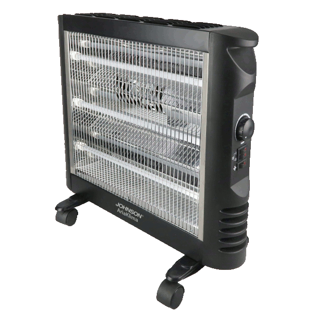 Stufa al Quarzo Ventilata Potenza 400-1200W 3 Modalità di Riscaldamento Ventola Spegnimento Automatico Protezione Surriscaldamento