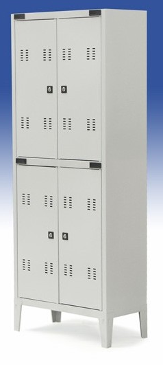 Armadietto spogliatoio sovrapposto a 4 posti metallico in pronta consegna cm. 70x35x180h