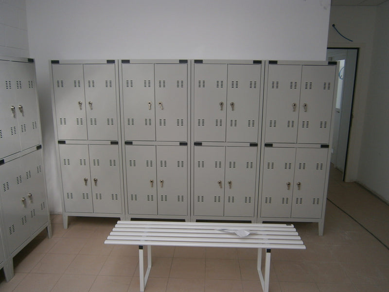 Armadietto spogliatoio sovrapposto a 4 posti metallico in pronta consegna cm. 70x35x180h